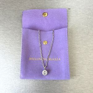 Melinda Maria Silver Plated Brass Chain Pendant Necklace Round Diamond NEW